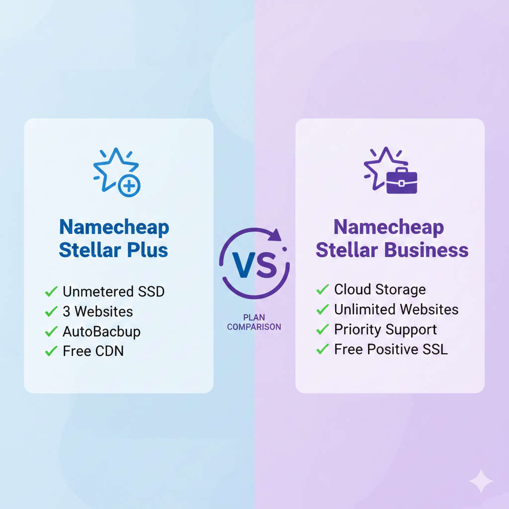 Namecheap Stellar Plus vs Stellar Business: Full Comparison & Best Plan Guide (2026)